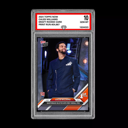 🐻 Graded 10 Caleb Williams Rookie 2024 Draft 1st Pick TOPPS NOW Card Bears RC Football