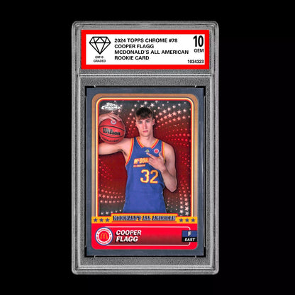 Graded 10 2024 COOPER FLAGG Topps Chrome RC Rookie McDonald’s All American #78 Basketball