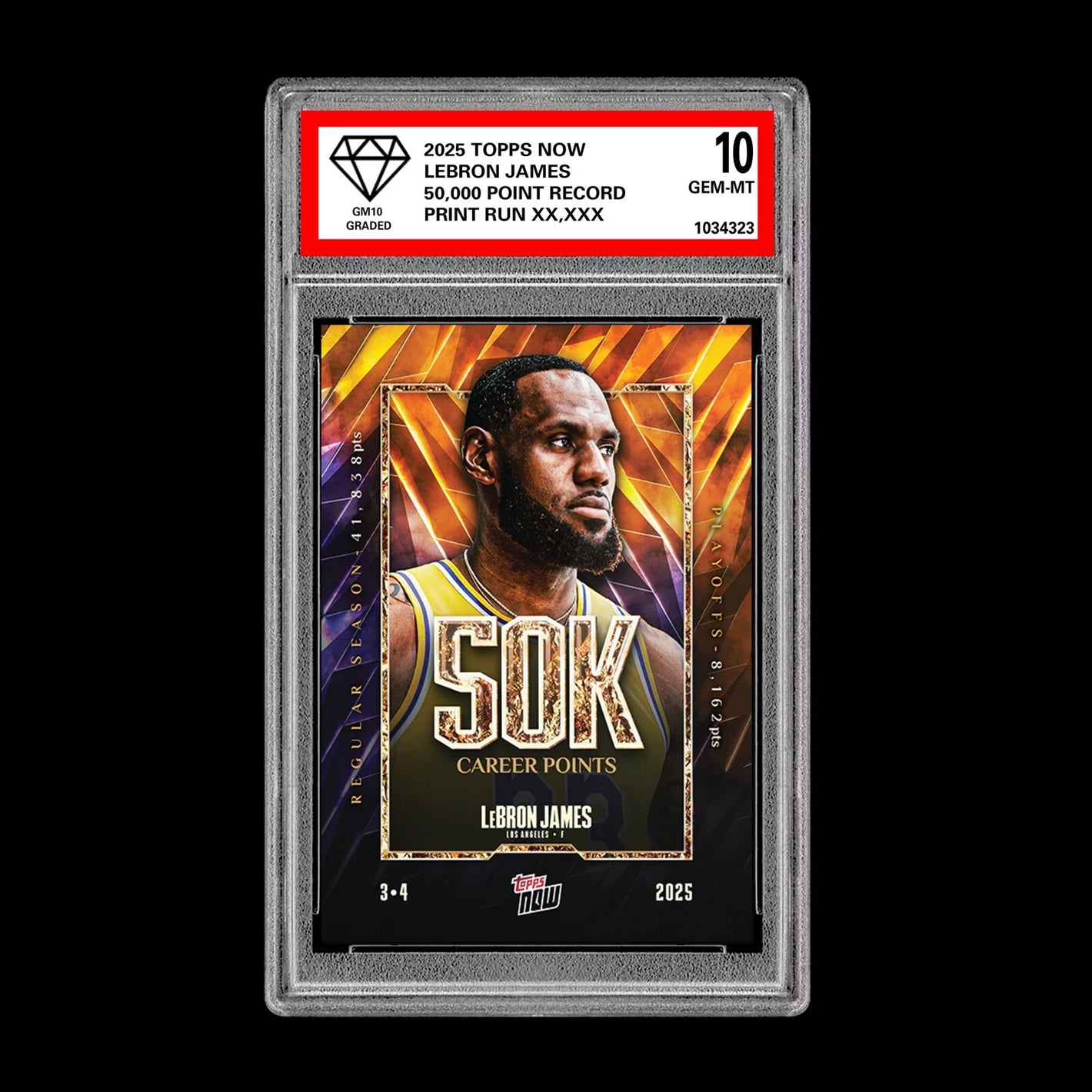 Graded 10 LeBron James #12 2025 Topps NOW Basketball 50k Points Lakers  Basketball