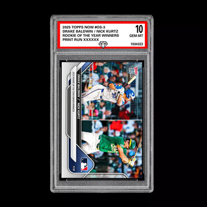 Graded 10 DRAKE BALDWIN /NICK KURTZ  ROY 2025 Topps Now #OS-2 Presale Baseball
