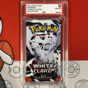 Graded 10 2025 White Flare Reshiram Art Sealed Booster Cards Pack