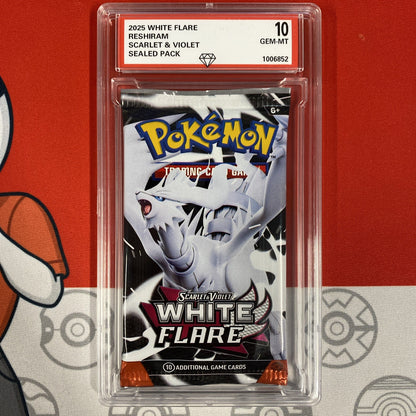 Graded 10 2025 White Flare Reshiram Art Sealed Booster Cards Pack