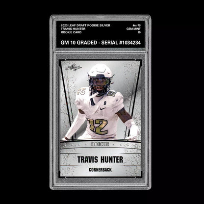 Travis Hunter 2023 Leaf Draft Silver Graded 10 Rookie Card RC Colorado Buffaloes Football