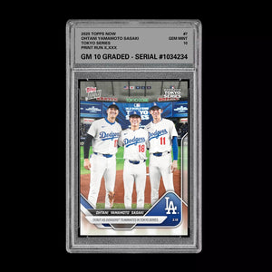 Graded 10 Shohei Ohtani Roki Sasaki Yamamoto RC 2025 Topps NOW Card #7  Baseball