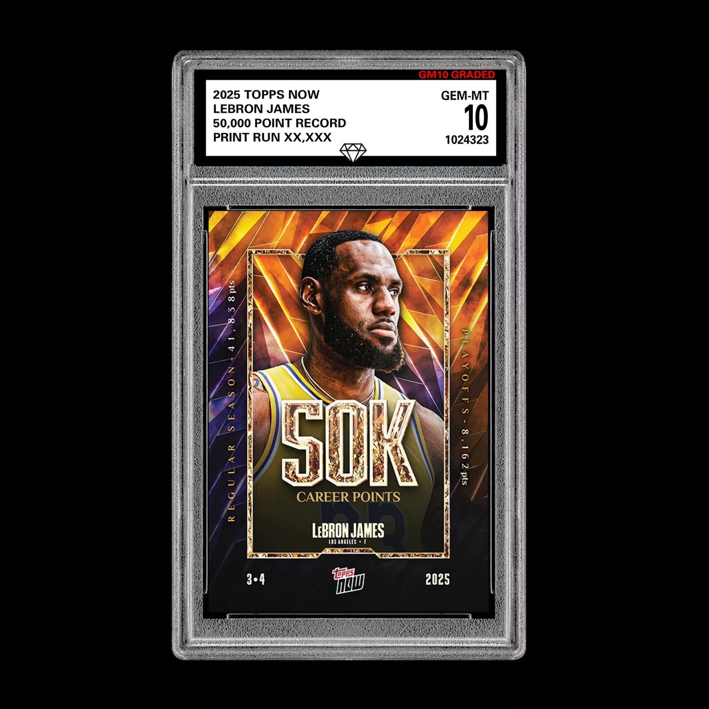 Graded 10 LeBron James #12 2025 Topps NOW Basketball 50k Points Lakers  Basketball