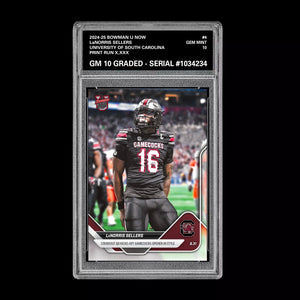 Graded 10 LaNorris Sellers 2025 Bowman U NOW Football Card 4 Gamecock  Football