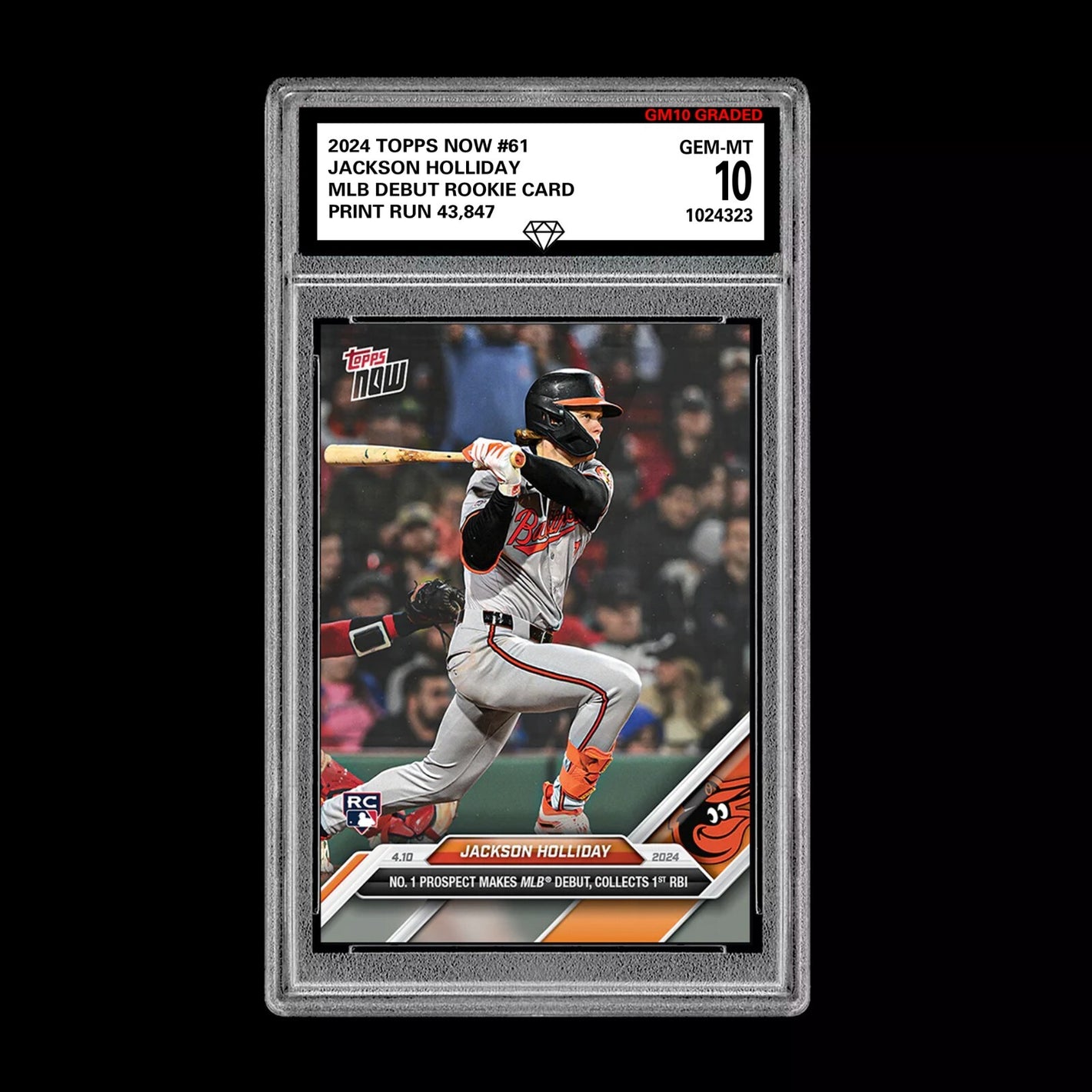 Graded 10 Jackson Holliday 2024 Topps Now RC #61 1st Rookie Baltimore Orioles Baseball