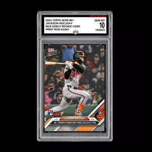 Graded 10 Jackson Holliday 2024 Topps Now RC #61 1st Rookie Baltimore Orioles Baseball
