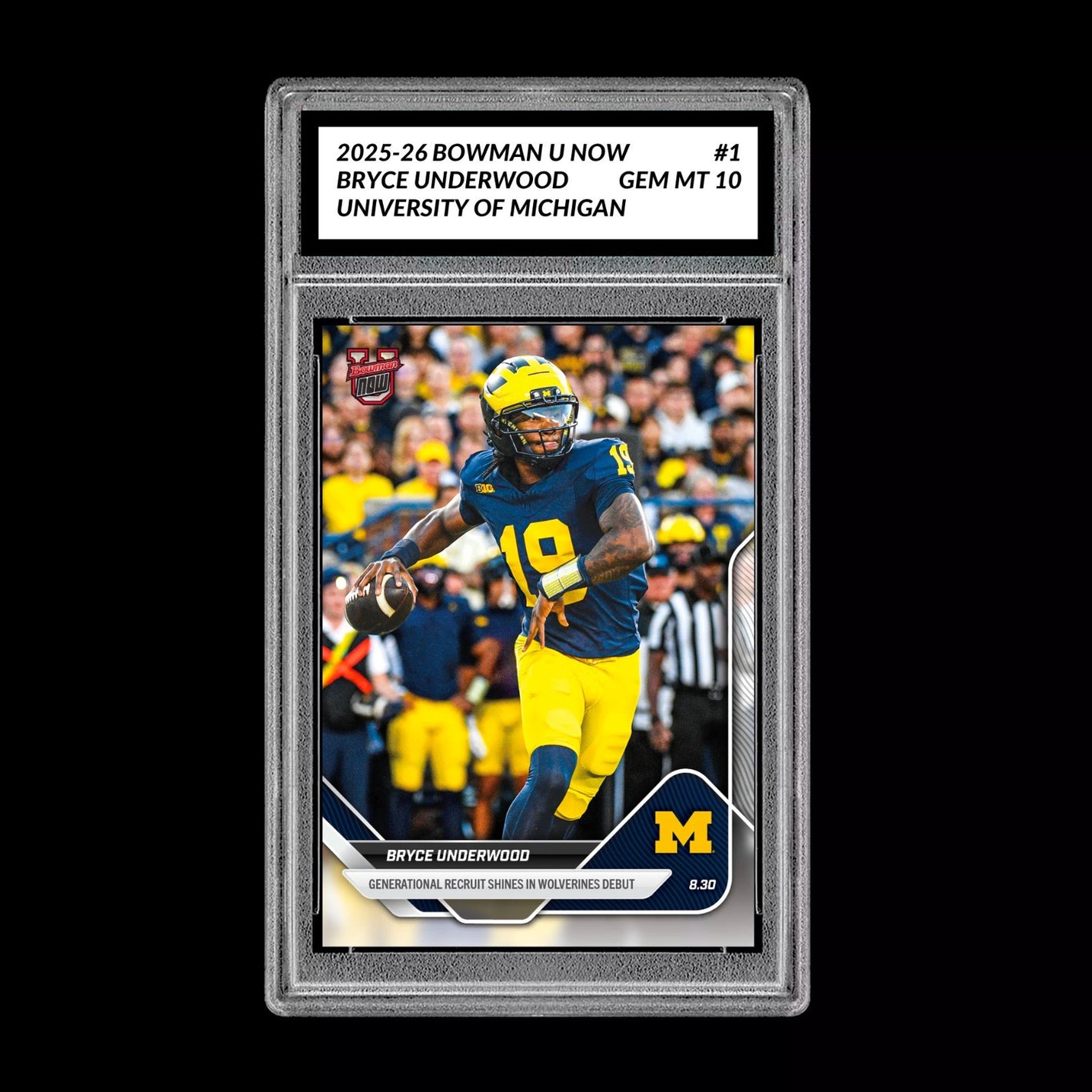 Graded 10 Bryce Underwood 2025 Bowman U Now Football #1 Michigan RC  Football