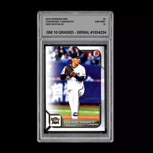 Graded 10 Yoshinobu Yamamoto 2022 Bowman NPB ORIX BUFFALOES Japanese Card Topps Baseball