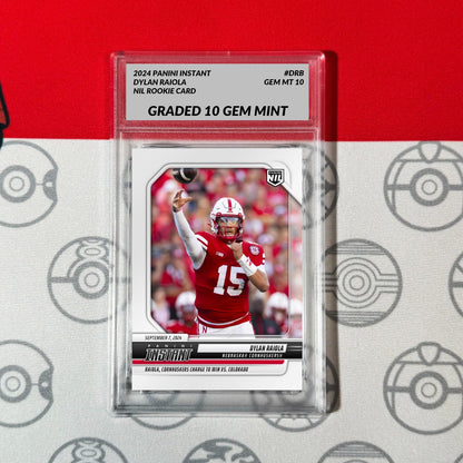Graded 10 DYLAN RAIOLA RC Rookie Card 2024 Panini Instant #DRB Nebraska Football