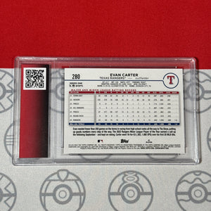 Graded 10 Evan Carter Texas Rangers 2024 RC Topps Rookie Card #280 10 Gem Mint Baseball