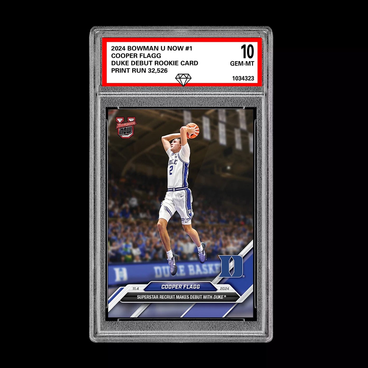 Graded 10 Cooper Flagg #1 Debut Duke RC Rookie 2024-25 Bowman U Now Card Basketball