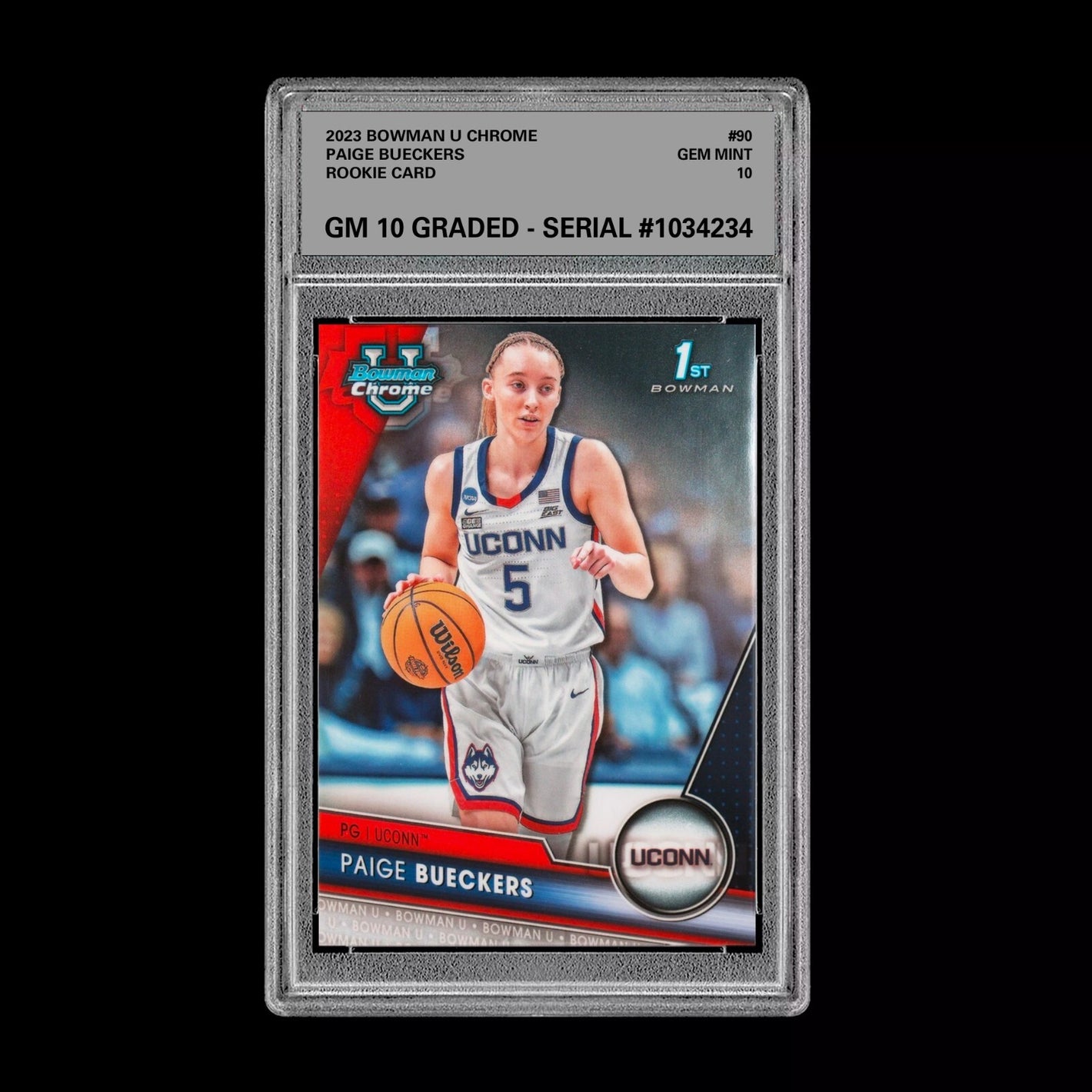 Graded 10 Paige Bueckers #90 2025 Bowman U University Chrome 1st RC Rookie Card Basketball