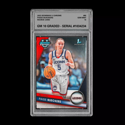 Graded 10 Paige Bueckers #90 2025 Bowman U University Chrome 1st RC Rookie Card Basketball