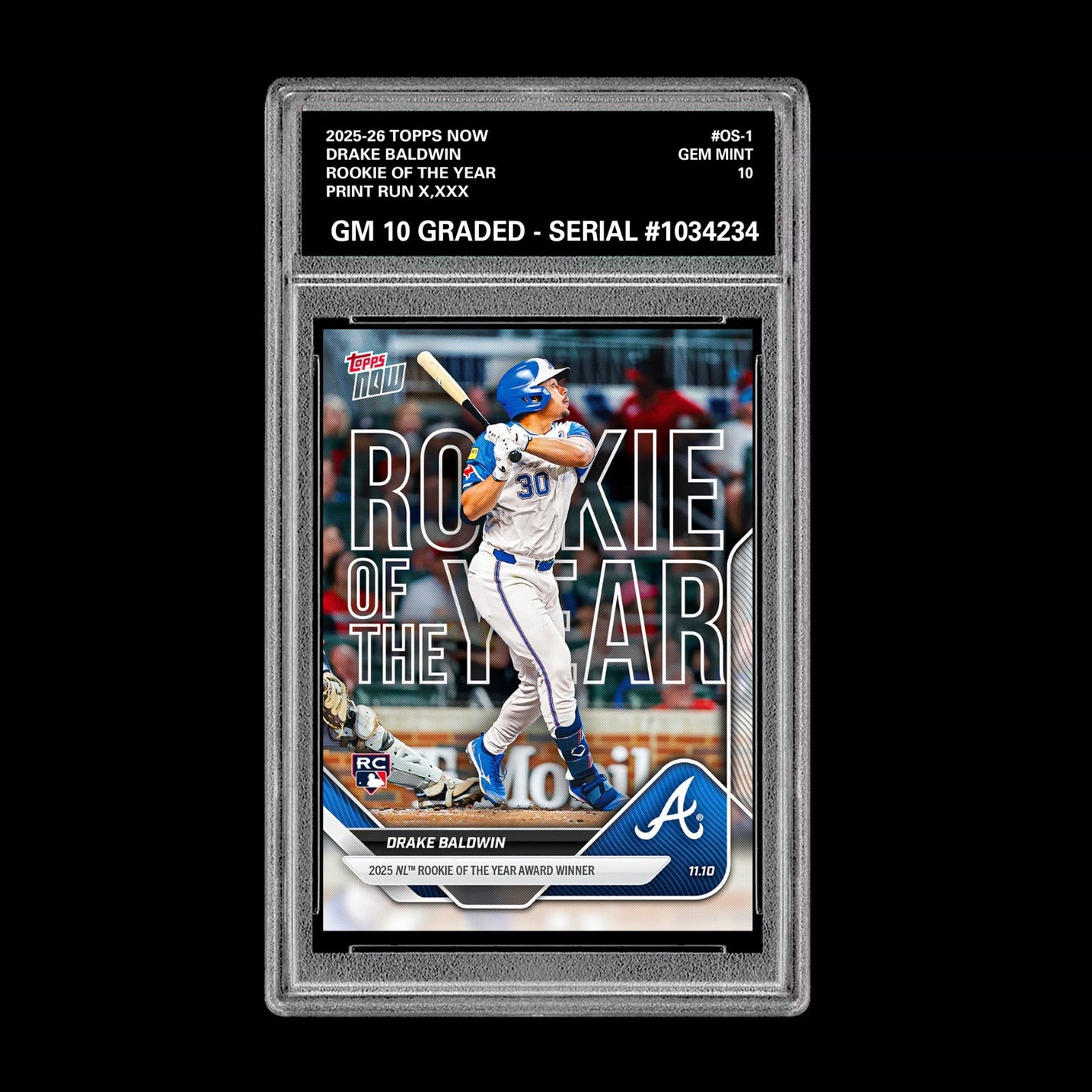 Drake Baldwin 2025 MLB Topps NOW Card #OS-1 Rookie Of The Year Braves RC Baseball