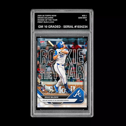 Drake Baldwin 2025 MLB Topps NOW Card #OS-1 Rookie Of The Year Braves RC Baseball