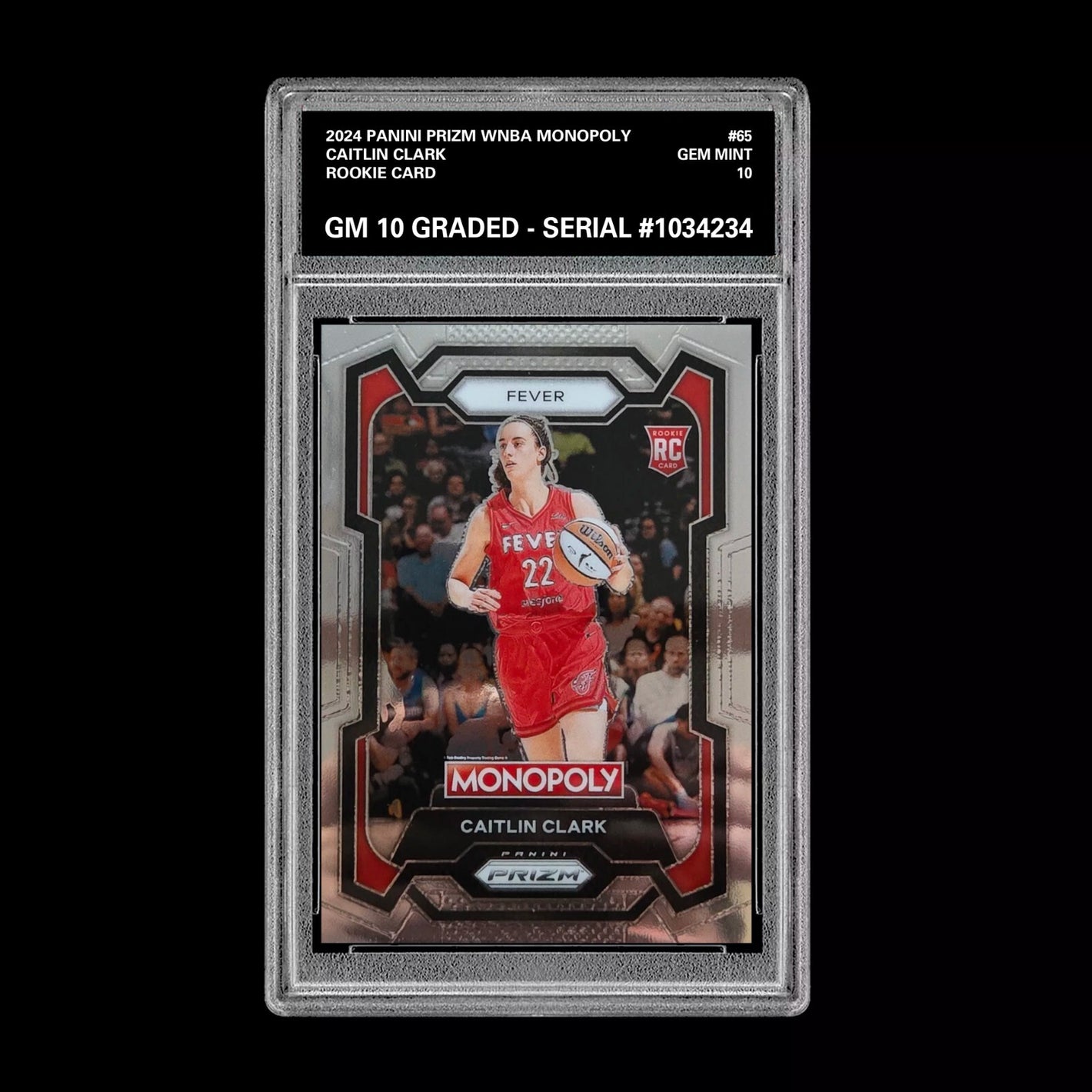 Graded 10 2024 Panini WNBA Monopoly Prizm RC Caitlin Clark Rookie Insert 65 WNBA Basketball