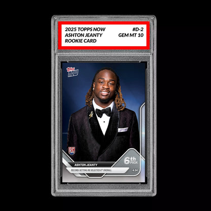 Graded 10 Ashton Jeanty #D-2 RC Rookie 2025 Topps Now 1st Draft Pick RAIDERS  Football