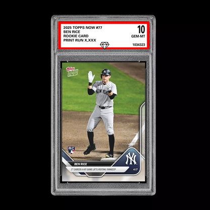 Graded 10 Ben Rice RC Rookie Card 2025 MLB Topps NOW #77  Baseball
