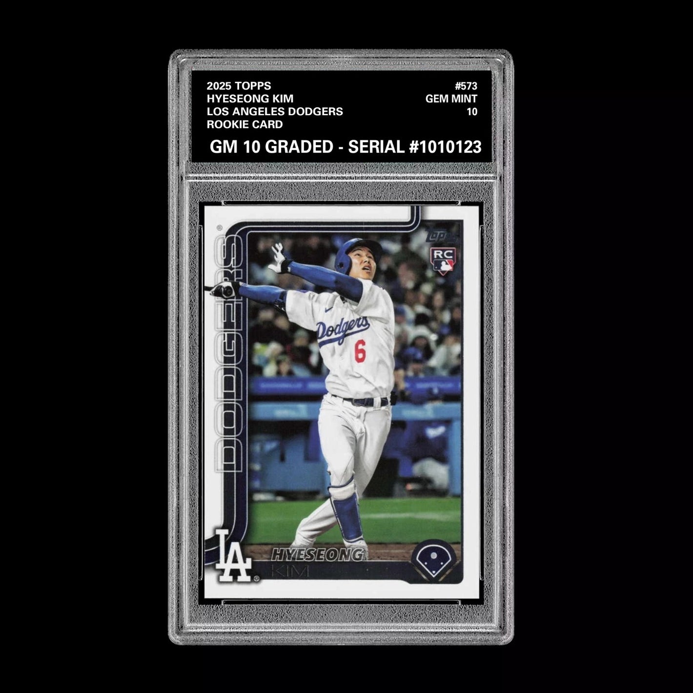 Graded 10 Hyeseong Kim Rookie Card #573 2025 Topps Series 2 Los Angeles Dodgers Baseball