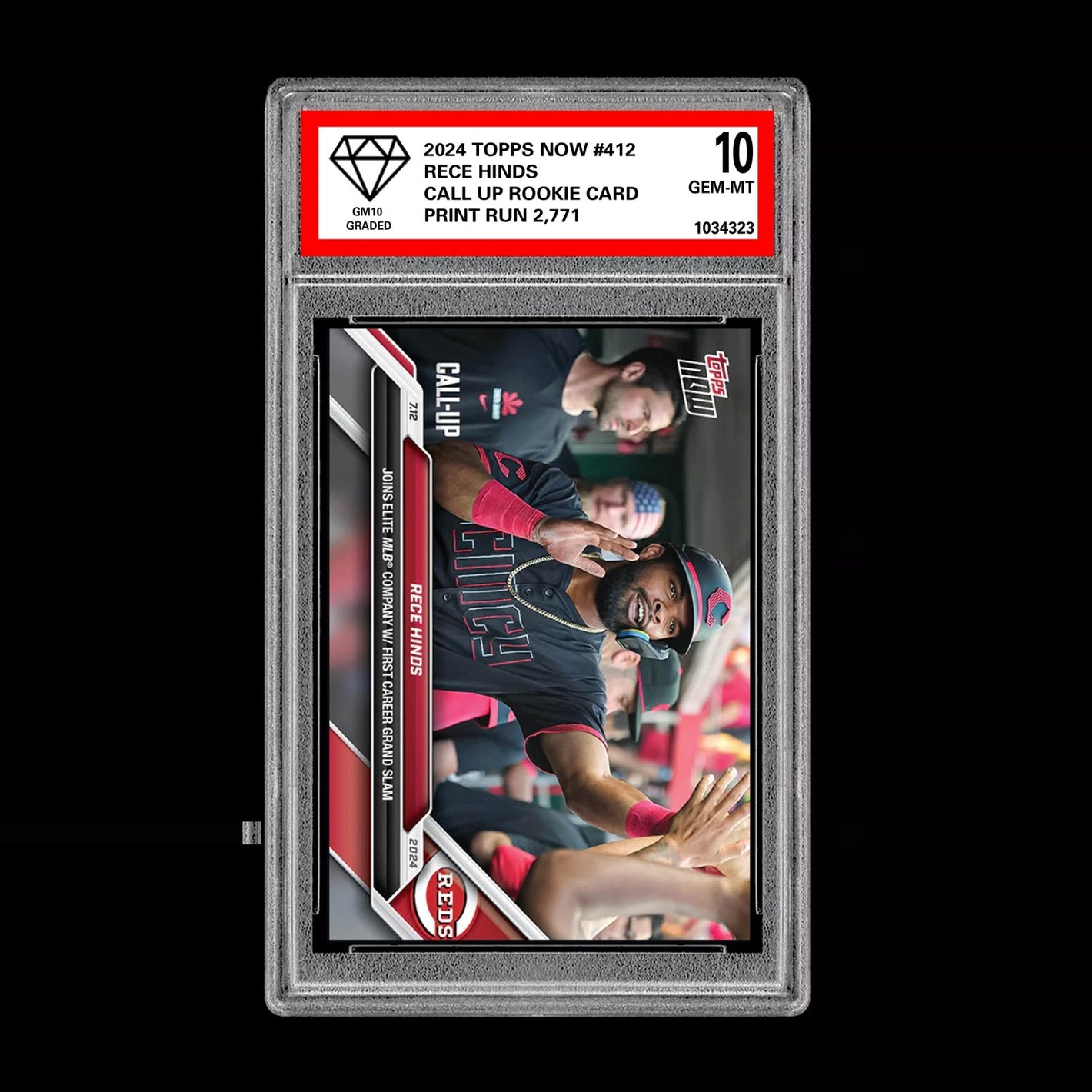 Graded 10 Rece Hinds 2024 Topps Now #412 Call Up Rookie RC Cincinati Reds Baseball