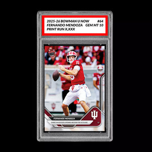 Graded 10 Fernando Mendoza 2025-26 Bowman U Now #64 Indiana Hoosiers RC Rookie Football