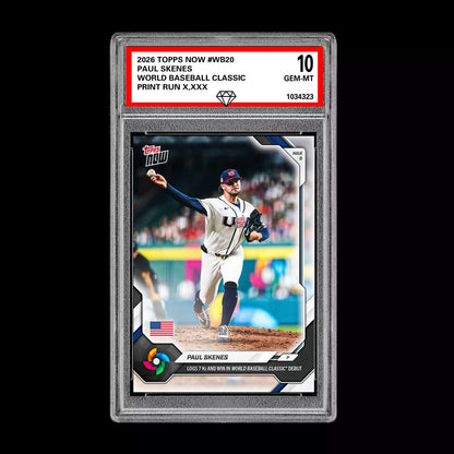Graded 10 Paul Skenes 2026 Topps NOW #WB20 World Baseball Classic PRESALE Baseball