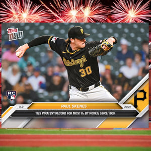Graded 10 Paul Skenes Rookie Card #645 Pittsburgh RC 2024 Topps NOW Baseball
