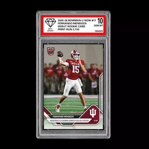 Graded 10 Fernando Mendoza RC Rookie Card 2025-26 Bowman U Topps Now #17  Football