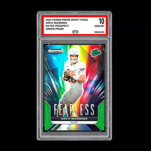 Graded 10 Arch Manning #F-AM Fearless Green 2024 Panini Prizm Draft RC Rookie Football