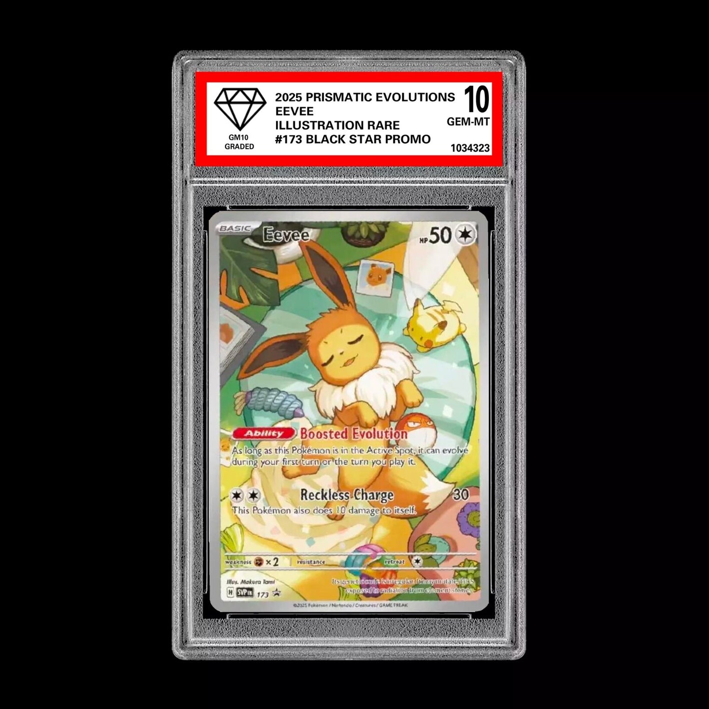 GM Graded 10 Eevee SVP 173 Elite Trainer Box Promo Pokemon Prismatic Evolutions