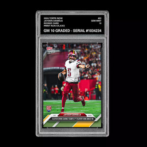 Graded 10 Jayden Daniels #22 RC PLAYOFF 2024 Topps NOW Rookie Card Football
