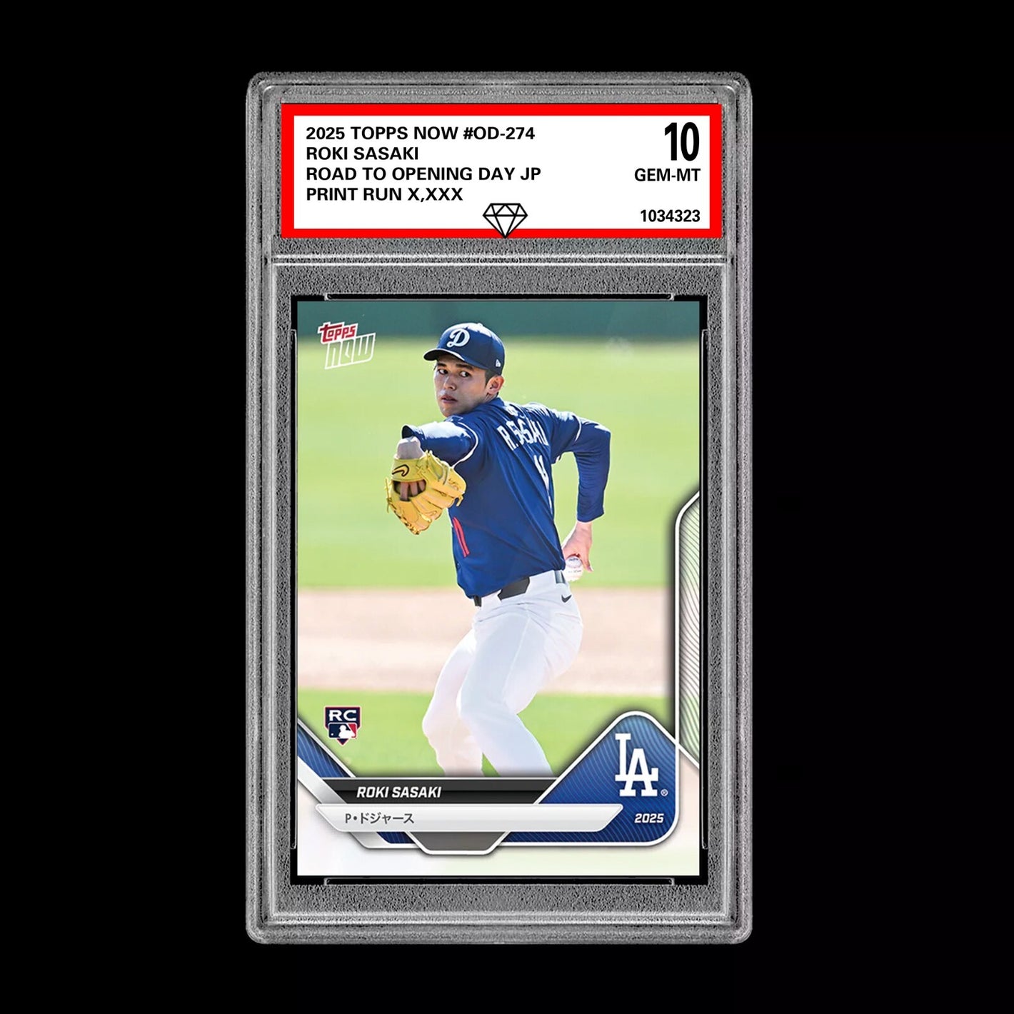 Graded 10 Roki Sasaki RC Japan 2025 Topps Now Road to Opening Day OD-274  Baseball