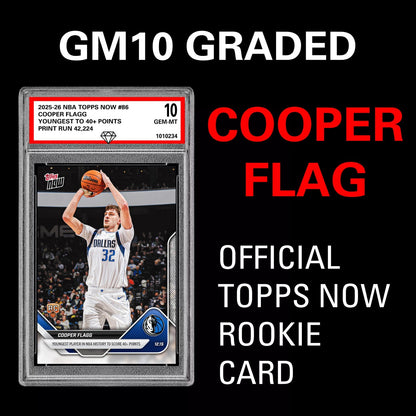 Graded 10 Cooper Flagg RC Rookie Card 2025-26 NBA Topps Now #86 Dallas Presale Basketball