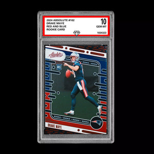 Graded 10 Drake Maye 2024 Panini Absolute - Rookies #103 Red Blue (RC) GEM MT Football