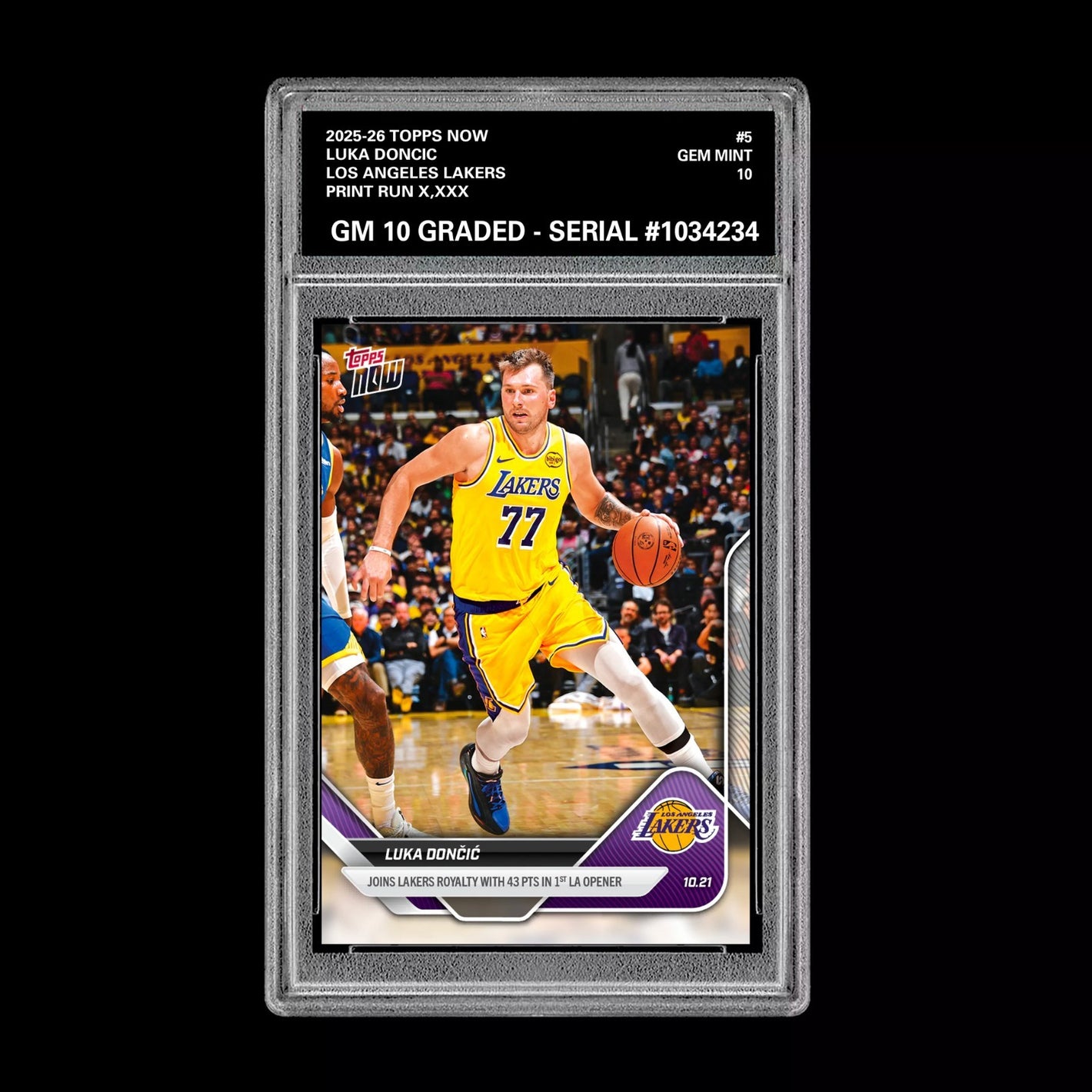Graded 10 LUKA DONCIC #5 2025-26 TOPPS NOW Basketball LAKERS  Basketball