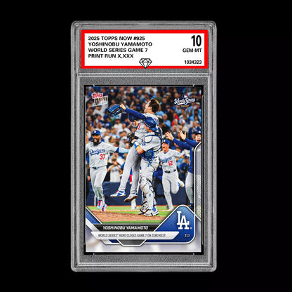 Graded 10 Yoshinobu Yamamoto  WORLD SERIES Game 7 2025 MLB Topps NOW 925 Presale Baseball