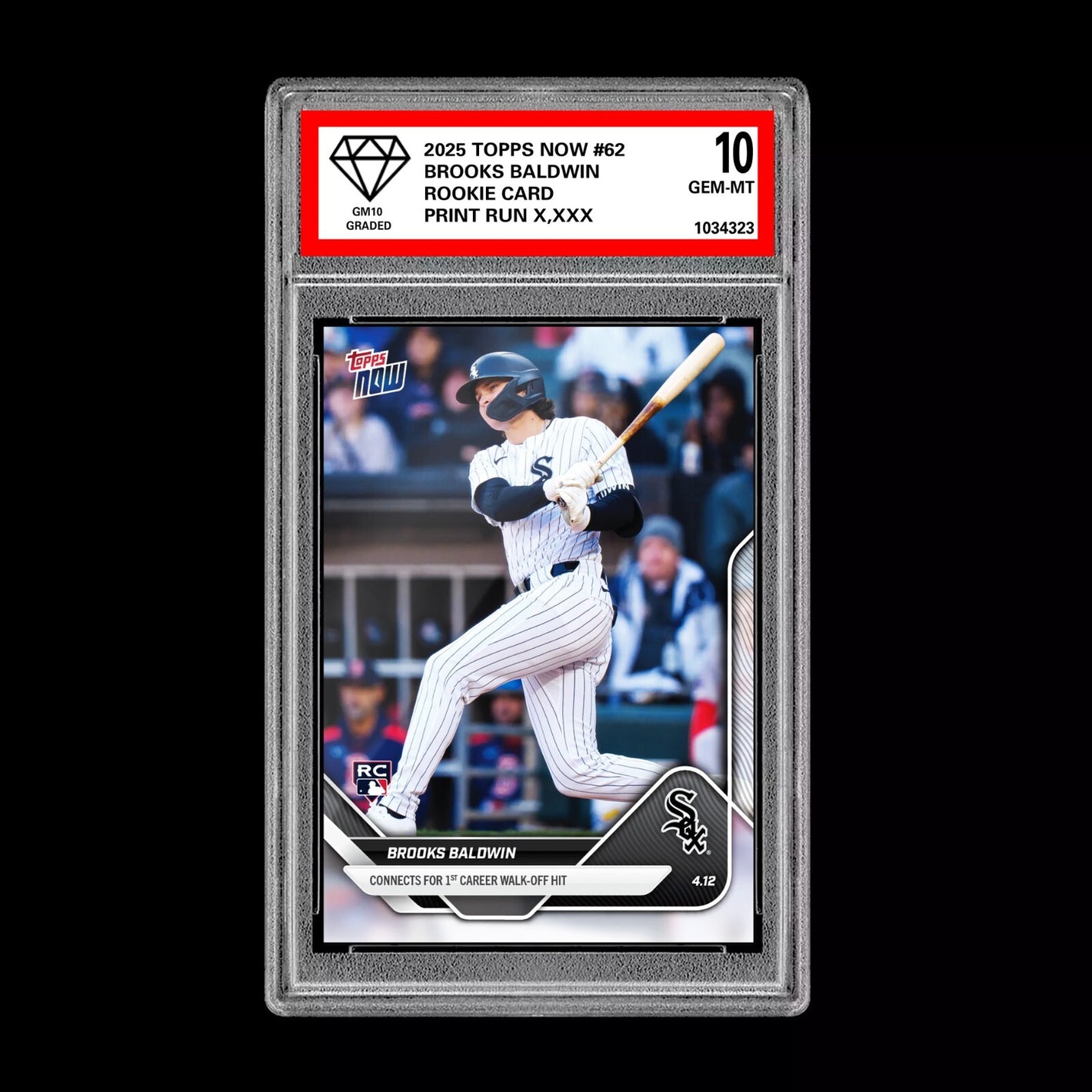 Graded 10 Brooks Baldwin RC Rookie 2025 Topps NOW Card 62 White Sox  Baseball