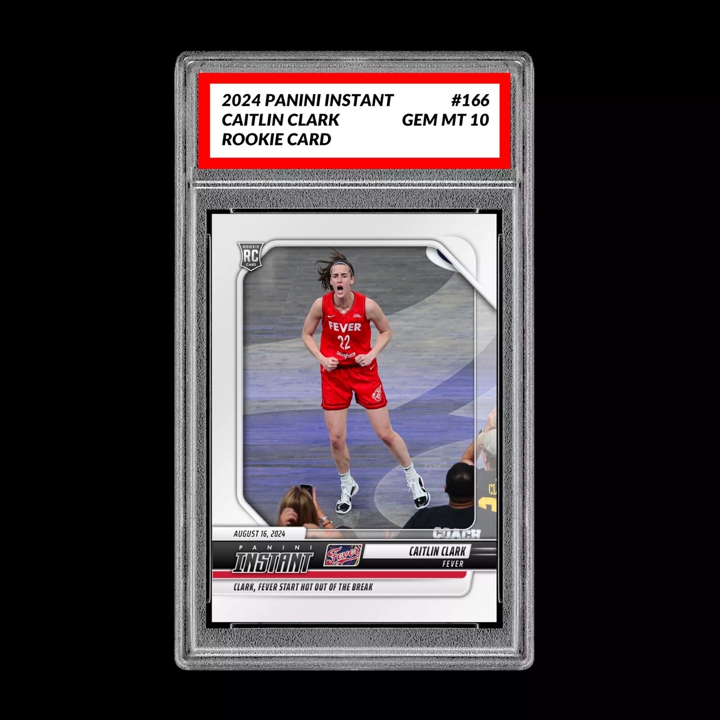 Graded 10 CAITLIN CLARK #166 RC Rookie Card 2024 Panini Instant Indiana Fever Basketball