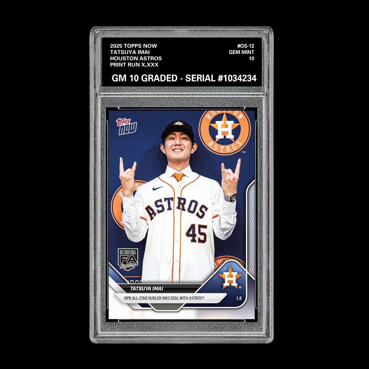 Graded 10 Tatsuya Imai 2025 MLB Topps NOW #OS-12 Houston Astros Card PRESALE Baseball