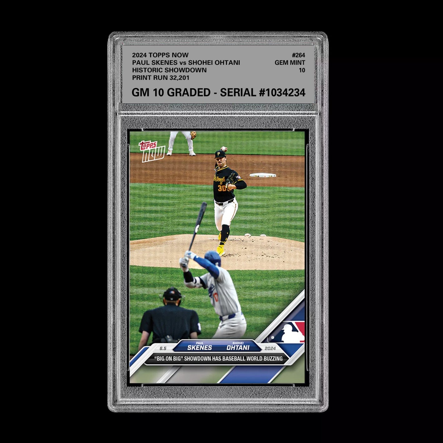 Graded 10 Paul Skenes vs Shohei Ohtani #264 2024 Topps Now RC Historic Showdown Baseball