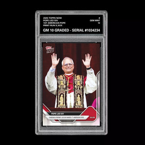 Graded 10 2025 Topps Now 1st American Pope #POPE Pope Leo XIV RC Rookie