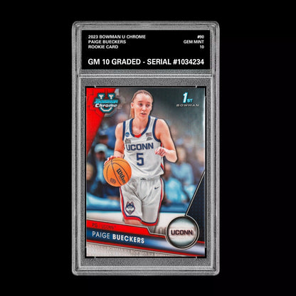 Graded 10 Paige Bueckers #90 2025 Bowman U University Chrome 1st RC Rookie Card Basketball