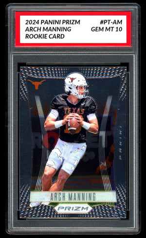 Graded 10 ARCH MANNING RC Rookie Card 2024 Panini Prizm #PT-AM Texax Longhorns Football