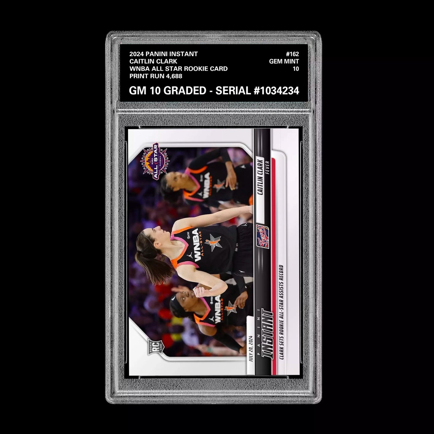 Graded 10 Caitlin Clark #162 RC WNBA ALL STAR BADGE Rookie 2024 Panini Instant Basketball