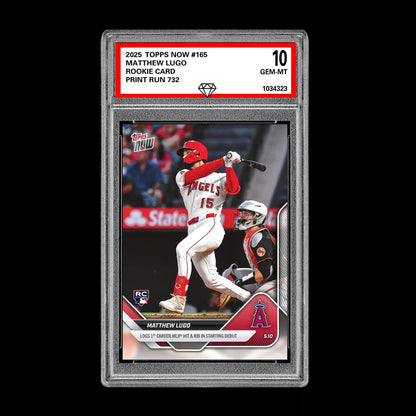 Graded 10 Matthew Lugo #165 RC Rookie 2025 MLB TOPPS NOW Card SP SSP  Baseball
