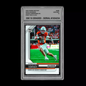 Graded 10 Arch Manning RC 2025 Panini Instant NIL NCAA #AMB Texas Rookie Presale Football