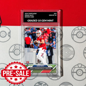 Graded 10 Drake Maye RC Rookie 2024 NFL Draft TOPPS NOW #10 Patriots 1st Start Football