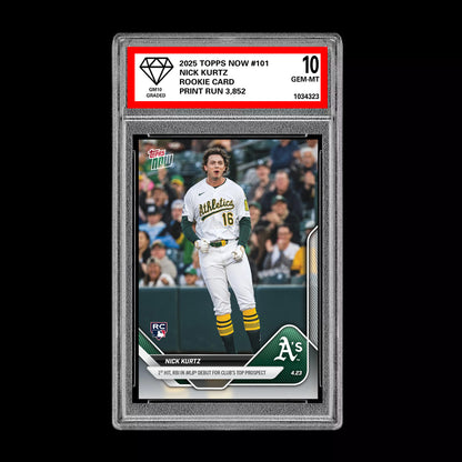 Graded 10 Nick Kurtz - 2025 TOPPS NOW #101 RC Rookie Oakland Athletics Baseball